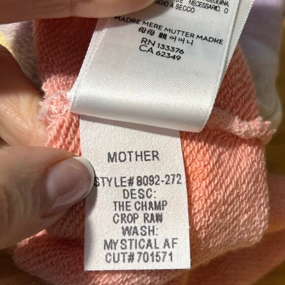 Womens Mother The Champ Crop Raw Rainbow Tie Dye Mystical AF Sweatshirt M - Picture 9 of 9
